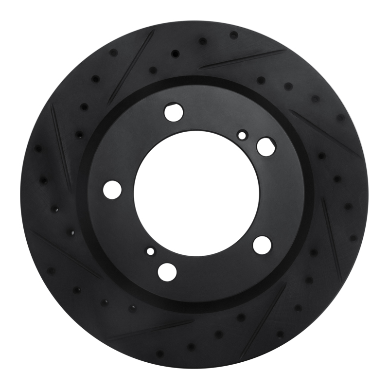 Lexus LX570 Brake Rotor (1) - Front Left - R1 Concepts - Drilled & Slotted - Black - `08-`21